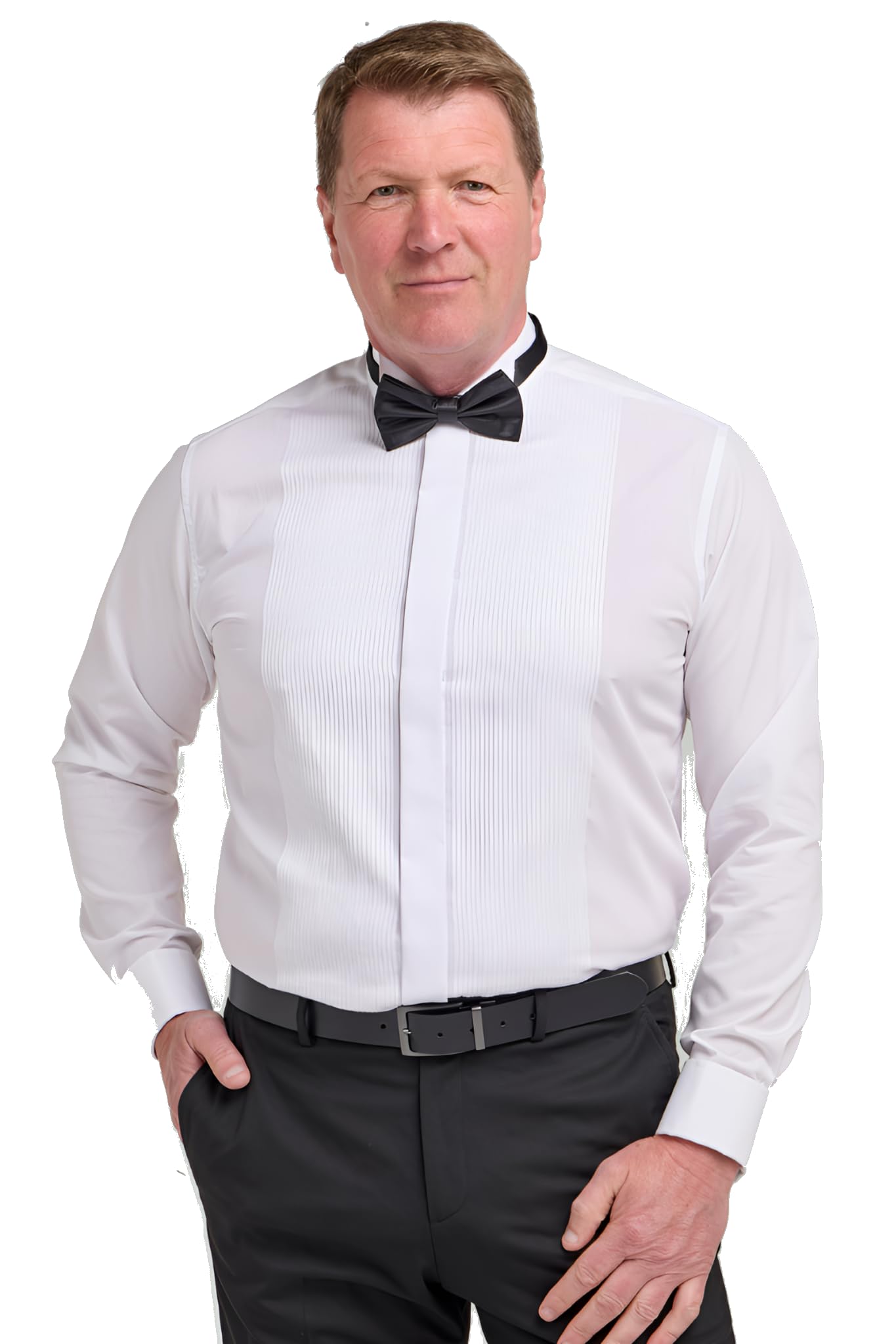 Men's White Formal Tuxedo Dress Shirt Regular Fit Double Cuff Wing Collar Ribbed Pique Front (as8, Neck, 16, Regular, Regular)
