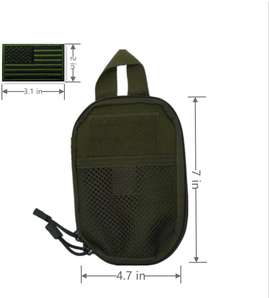 Tactical MOLLE EDC Pouch for Men, Small Waterproof EDC Bag with American Flag Embroidery Patch, Molle Accessories Belt Pouch for Outdoor Hiking, Camping, Travel image 2