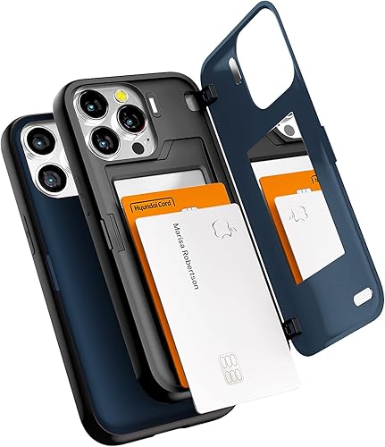 GOOSPERY Parachoques magnético para puerta compatible con iPhone 13 Pro, tarjetero tipo cartera, cierre automático, protección de doble capa Negro
