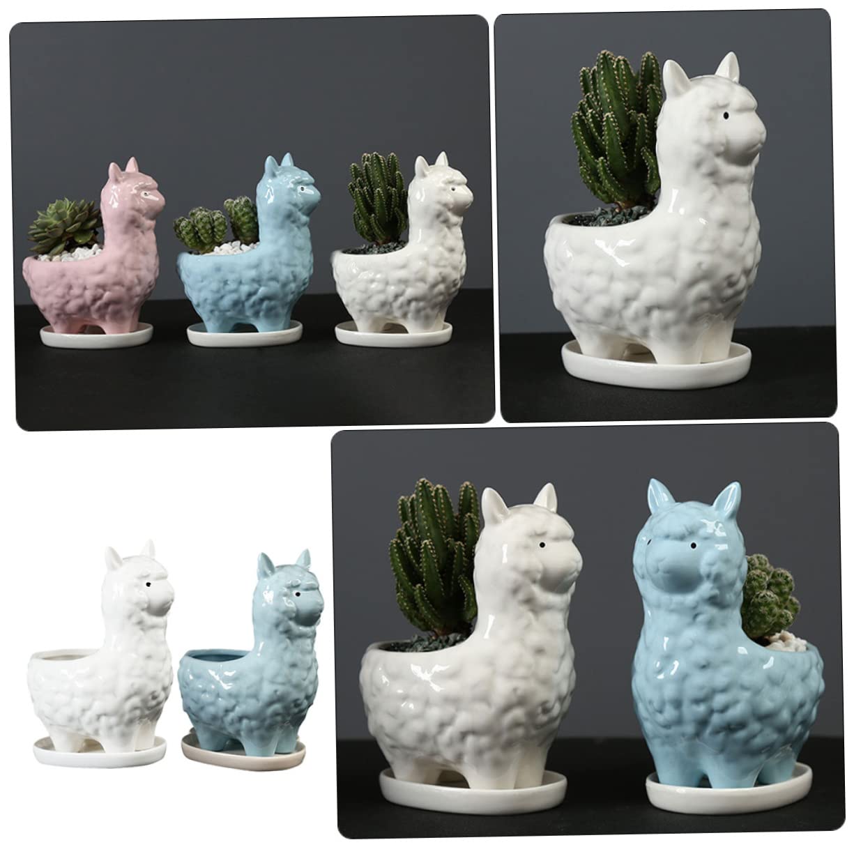 2kawałki Ceramiczny Kwiatowy Doniczek z Alpaka Uroczy Do Sukulentów Bonsai Dekoracja Biurka Idealny Do Domu i Ogrodu