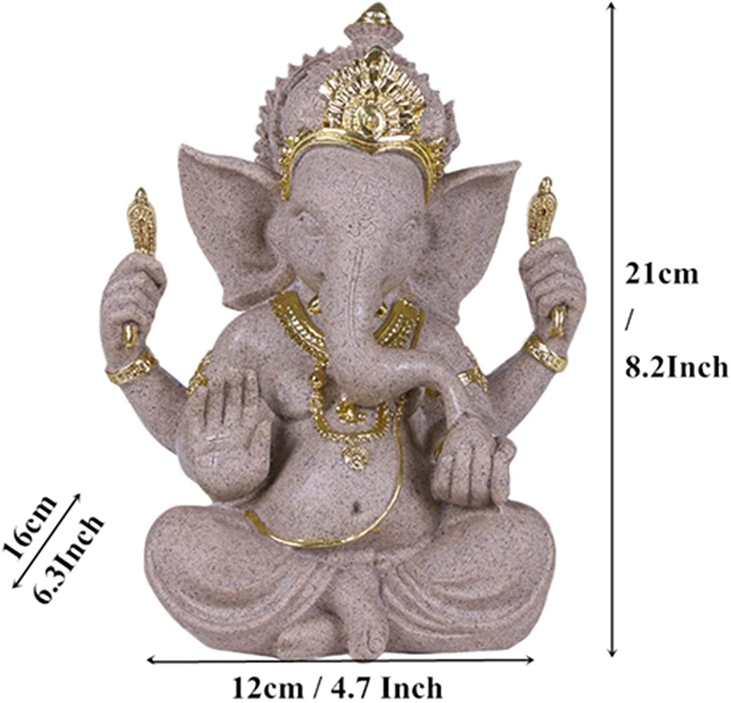 Statua Buddy/Budda Statuetka, Piaskowiec Indian Ganesha, religijna hinduska rzeźba buddy Fengshui z głową słonia, wyroby do dekoracji domu