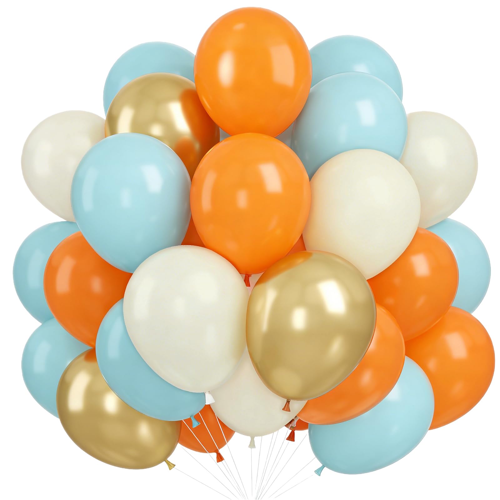 Balloons Blue Orange Beige, Pack of 60 Blue Balloons Birthday, 12 Inch Orange Latex Helium Balloons, Beige Balloons Party Balloon for Wedding, Birthday, Bridal Shower, Graduation, Party Decoration