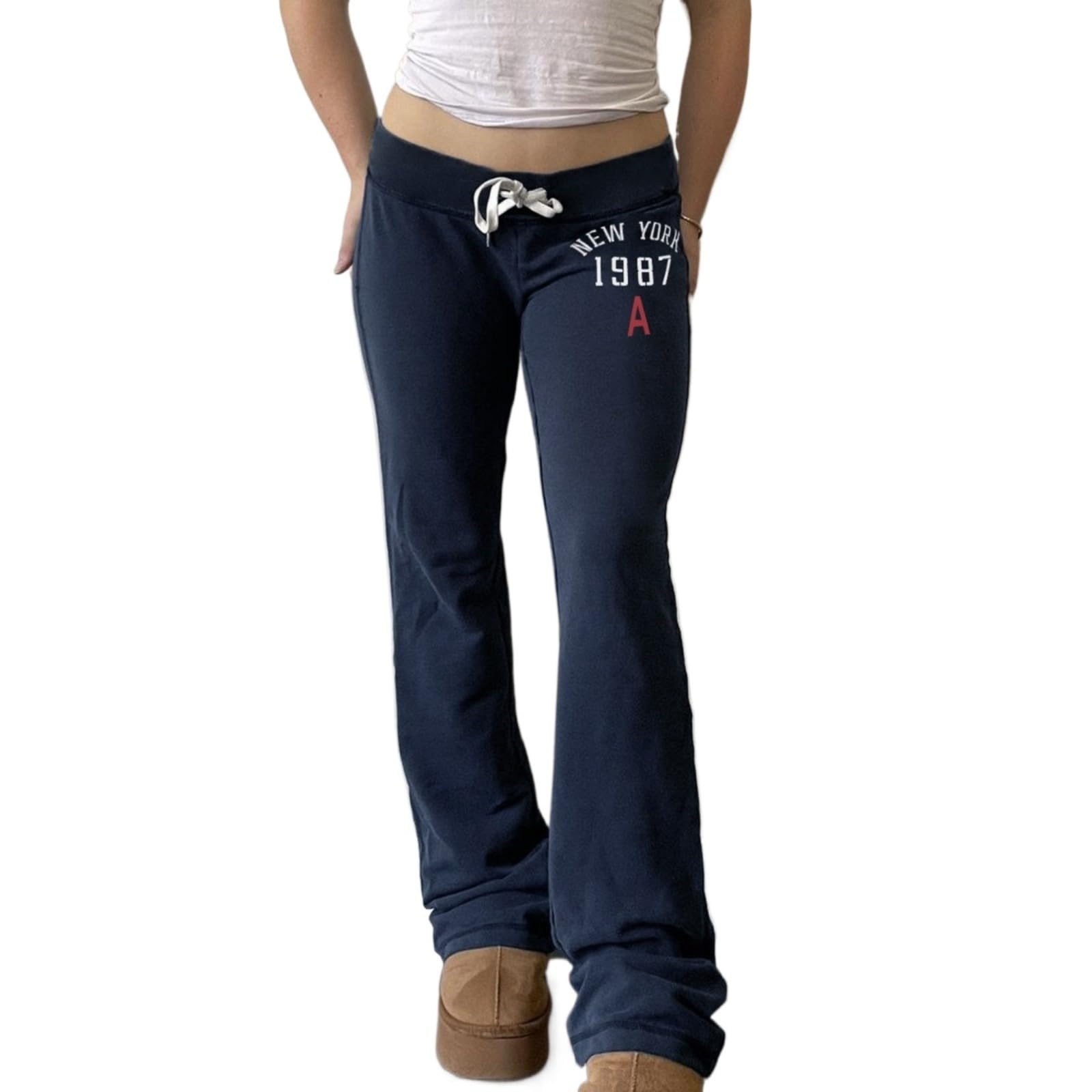 Low Rise Sweatpants Women Casual Drawstring Track Pants Y2K Baggy Wide Leg Streetwear Drawstring Sweatpants
