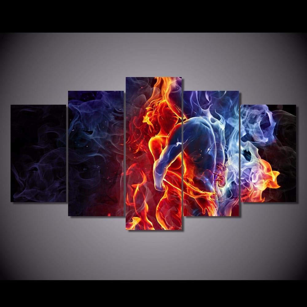 Tableau vivant de glace et de feu : transformez un mur vide avec cet art mural 5 pièces
