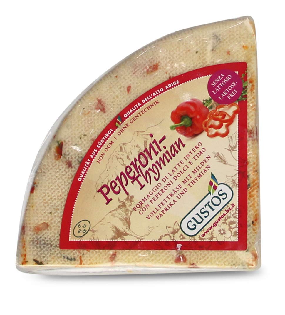 GUSTOS - Paprika-Thymian-Käse von Gustos, 650 GR ca, Thymian und Paprika machen aus diesem halbfesten Schnittkäse aus Kuhmilch einen unwiderstehlichen Hochgenuss