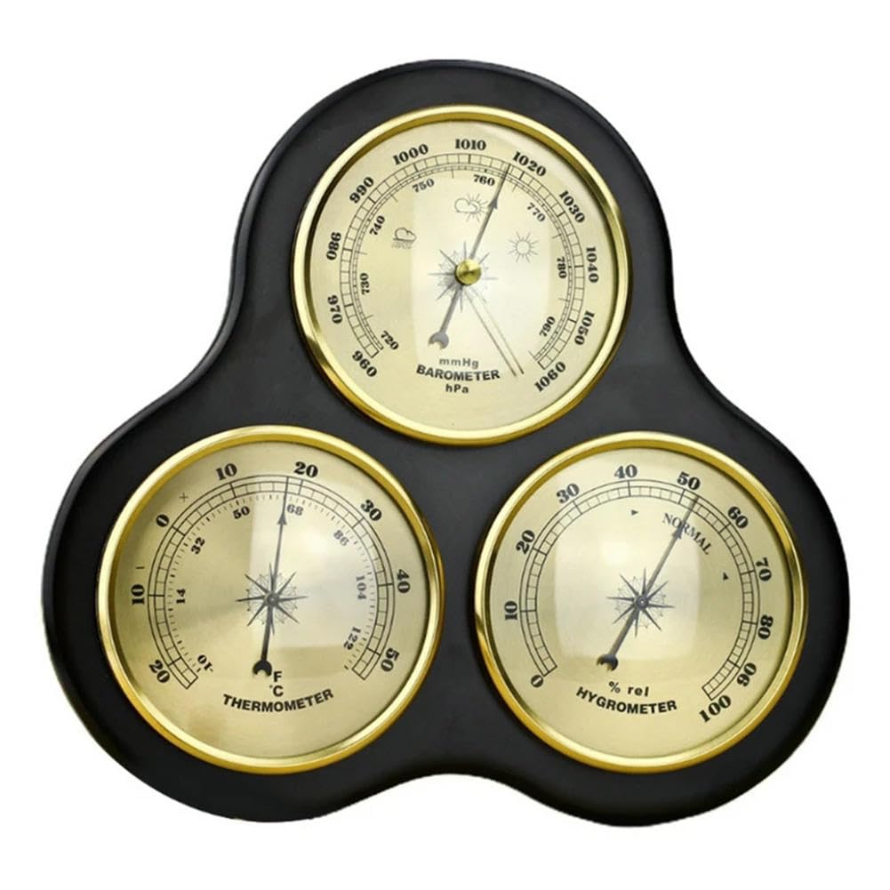 VINGAA Barometer, barometrisches Manometer für Zuhause, Barometer, Thermometer, Hygrometer, mechanische analoge Wetterstation, für Wohnzimmer, Schlafzimmer, Büro