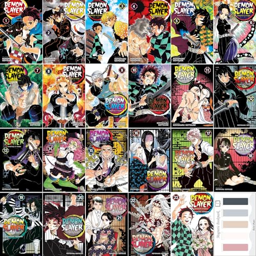 Mangá Demon Slayer, inclui os volumes 1 a 23, de Koyoharu Gotouge, com marcadores de página magnéticos Juliet Music