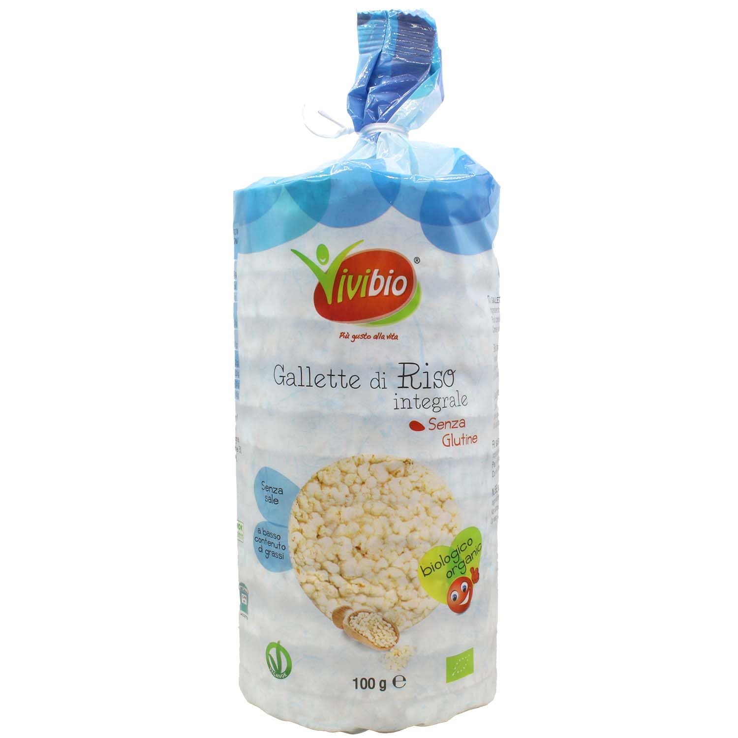 Vivibio, Gallette di riso integrale bio, senza glutine, 100g