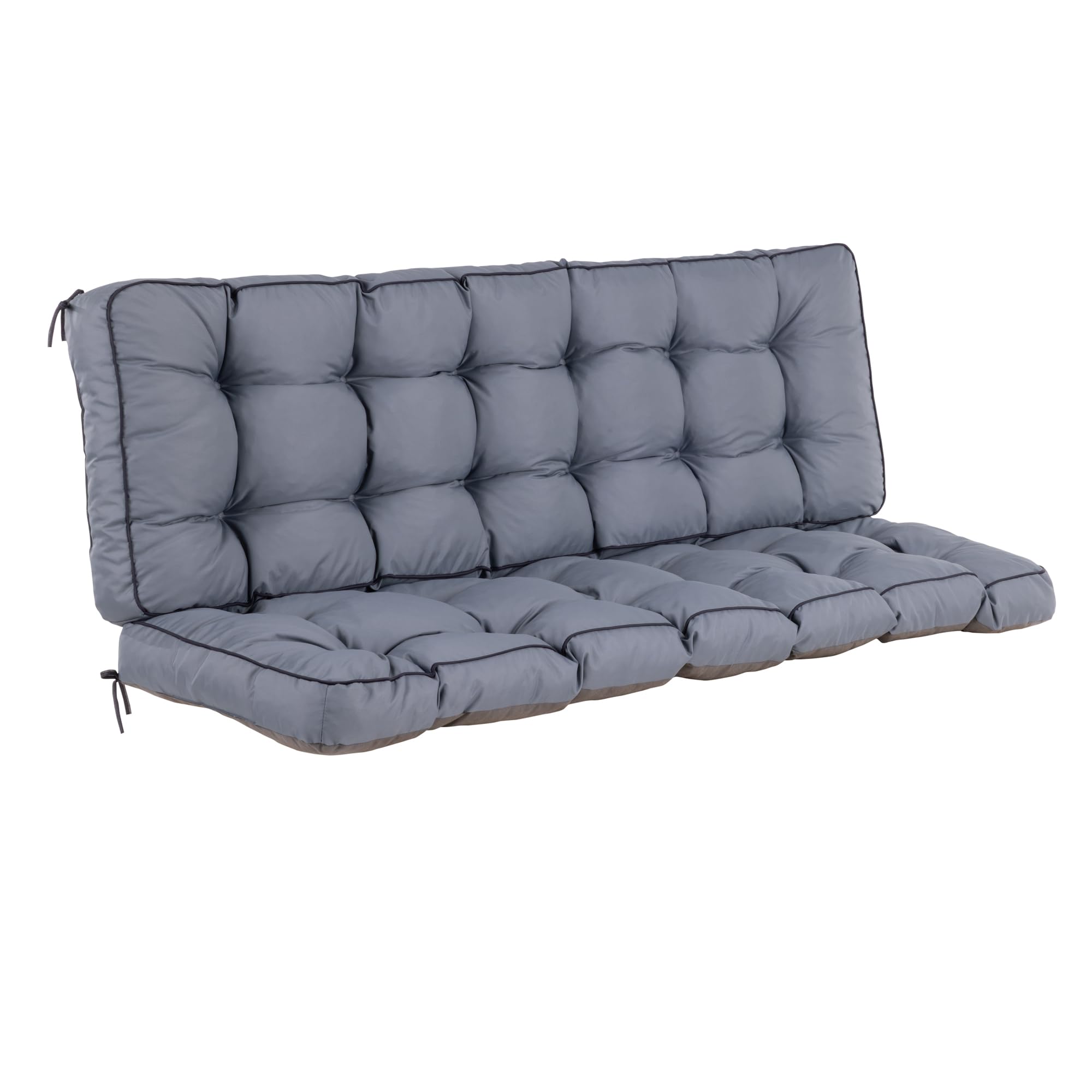 PATIO Graue Hollywoodschaukel Auflage 175 cm Livorno Sitzpolster mit Rückenlehne gesteppt Befestigungsschnüre