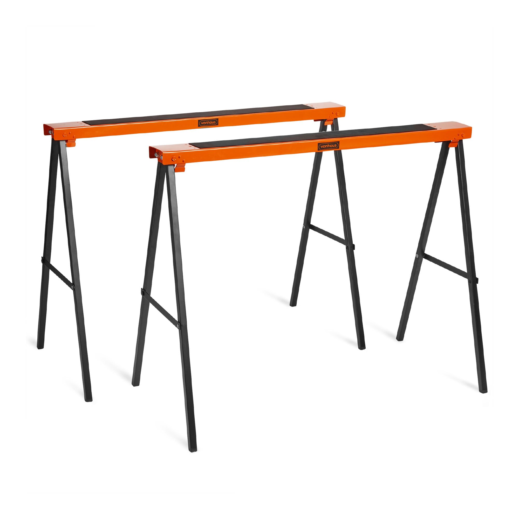 VonHaus Saw Horse Pair - Saw Horses Twin Pack with 200kg Weight Capacity - Log Workbench, Lightweight with Carry Handle and Non-Slip Work Surface - Portable Cutting Horse for Cutting Logs
