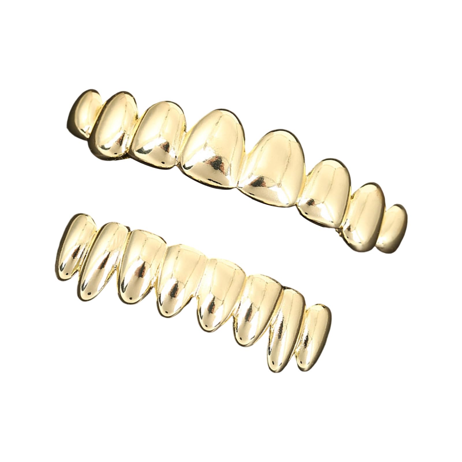 HGENAHGTF Hip Hop Styles Brass Dentals Grillzs Set Removable Mouth Grillzs Top Bottom Accessory Party Wear Teeth Decorations Brass Metal Hip Hop Dentals