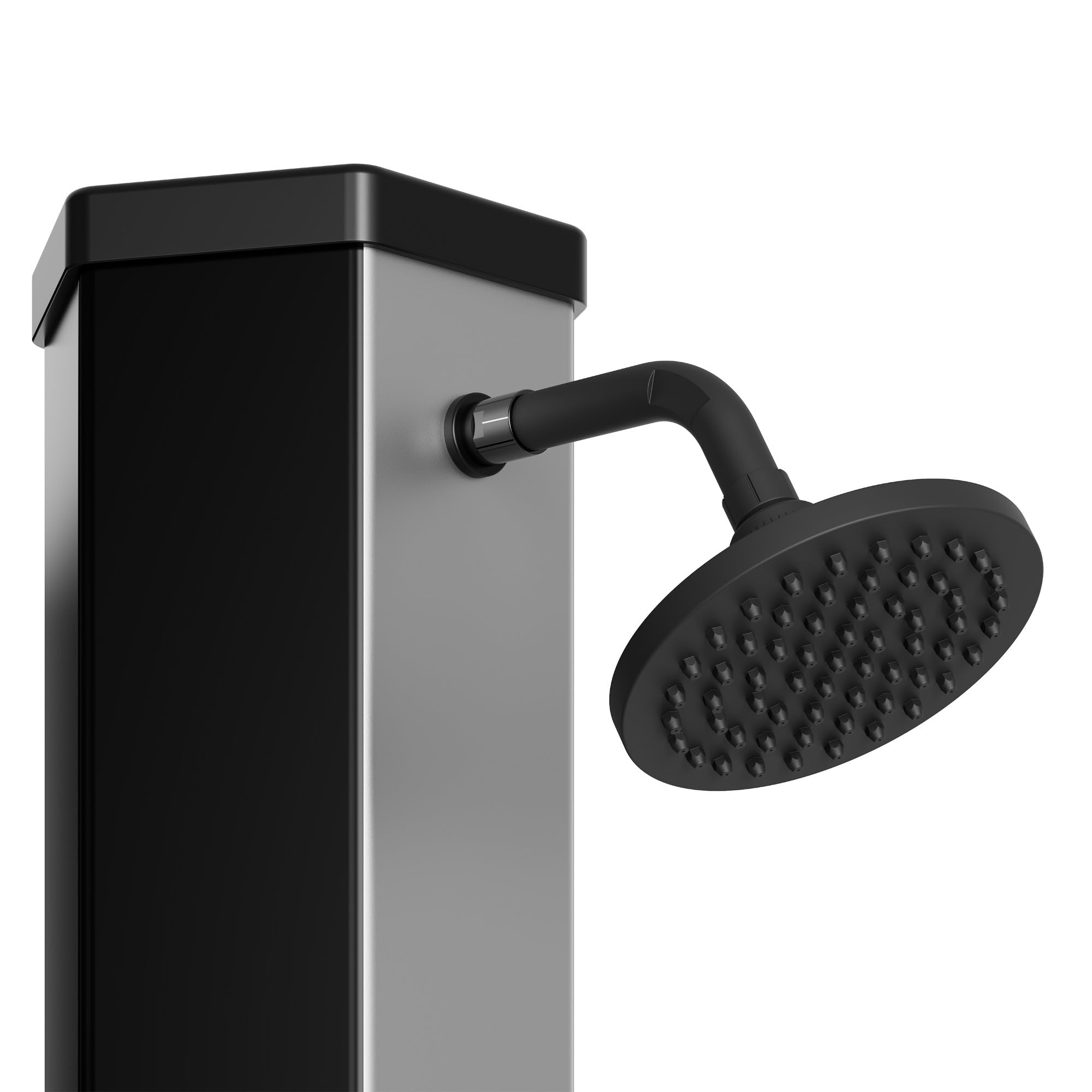 Zelsius Solardusche Melton mit Wasserhahn, Fußdusche | Schwarz, Silber | Gartendusche 60 Liter, kalt und warm, max. 60°C, Gartenschlauch Anschluss | Gartendusche, Aussendusche, Solaraußendusche