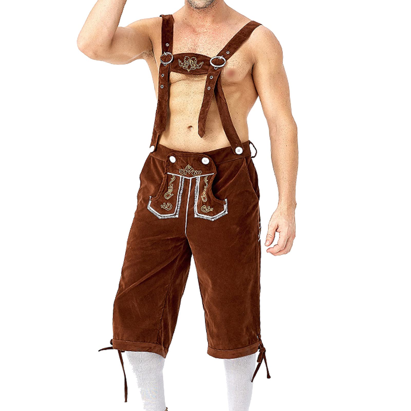 2026 Disfraz tradicional de escenario con peto bordado a cuadros moderno para hombre, disfraz ideal para fiestas populares, carnaval, actuaciones teatrales, material de tela de alta calidad con