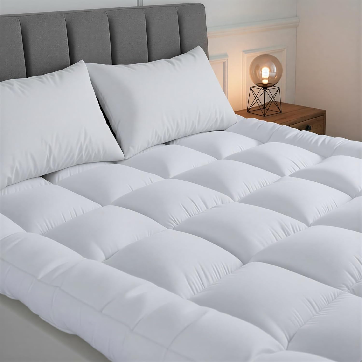 House 22 Ultra-Soft Quilted Small Double Mattress Topper (122×190 cm) - 4Inch/10cm Thick Hypoallergenic & Breathable Microfiber Mattress Topper for Extra Comfort