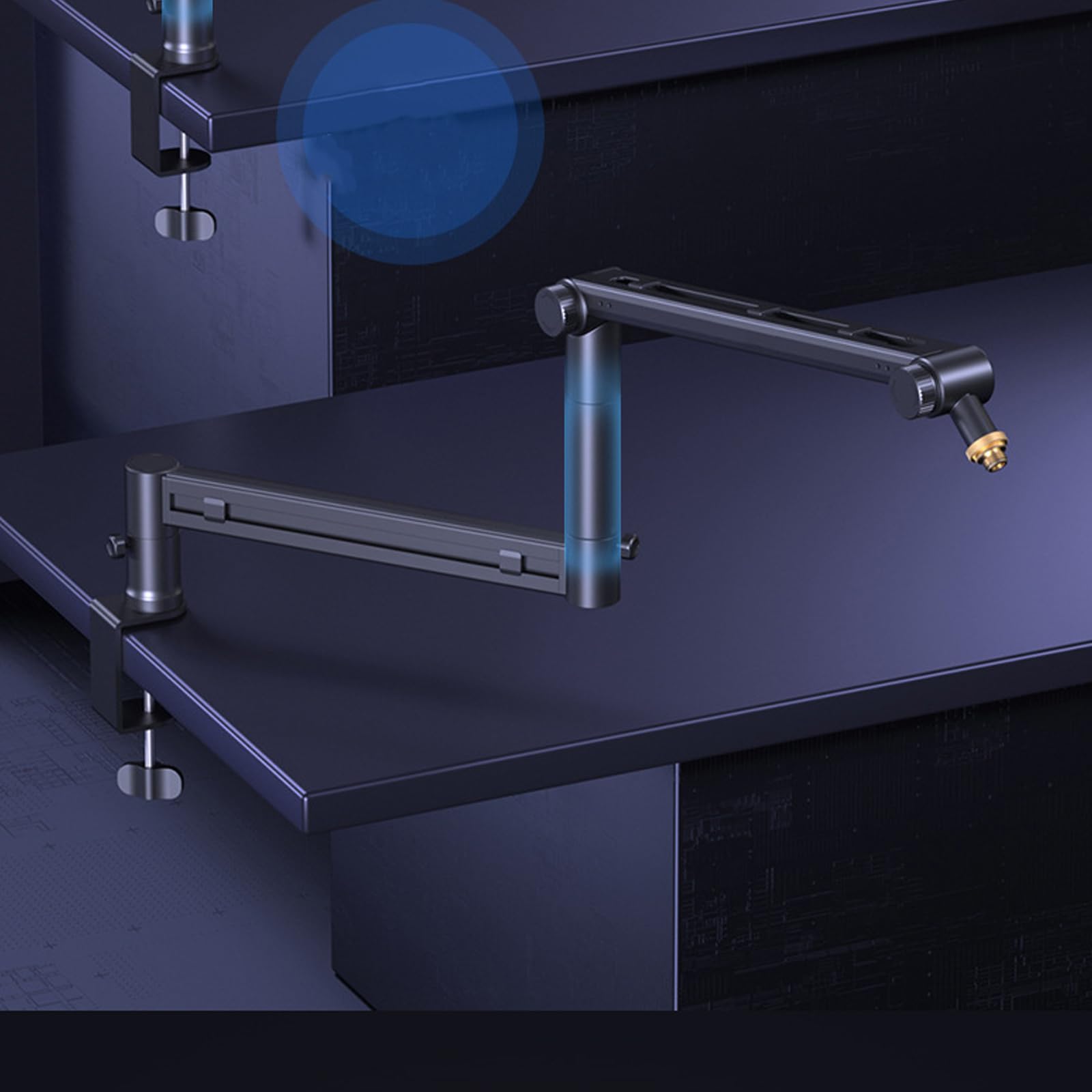 Soporte de montaje estable para micrófono, brazo articulado de 3 articulaciones con enrutamiento de cable, equipo de micrófono ajustable