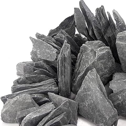 CFKJ [18 Pounds] Natural Slate Stone Rocks, 3 to 5 inch Slate Stone Rocks for Aquascaping, Aquariums, Terrariums, Amphibian Enclosures Cover