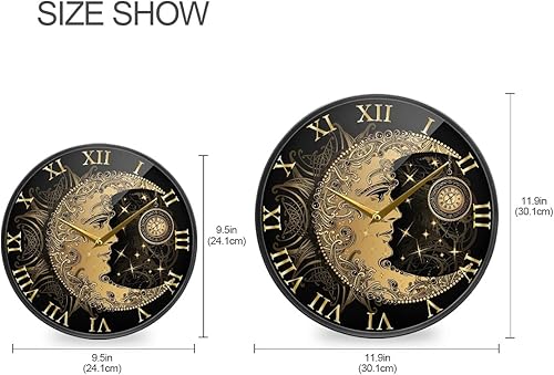 Miniatura 9 de ALAZA Calavera Sugar Skull Black Cats - Reloj de pared del Día de los Muertos con pilas, silencioso, sin tictac, para decoración de sala de estar,