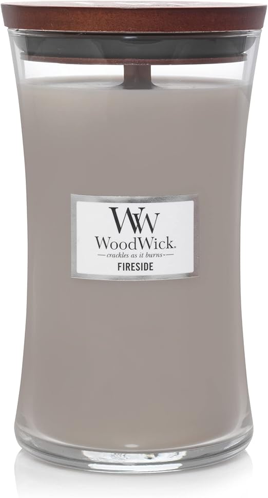 WoodWick Large Hourglass Fireside Candle, Premium Soy Blend