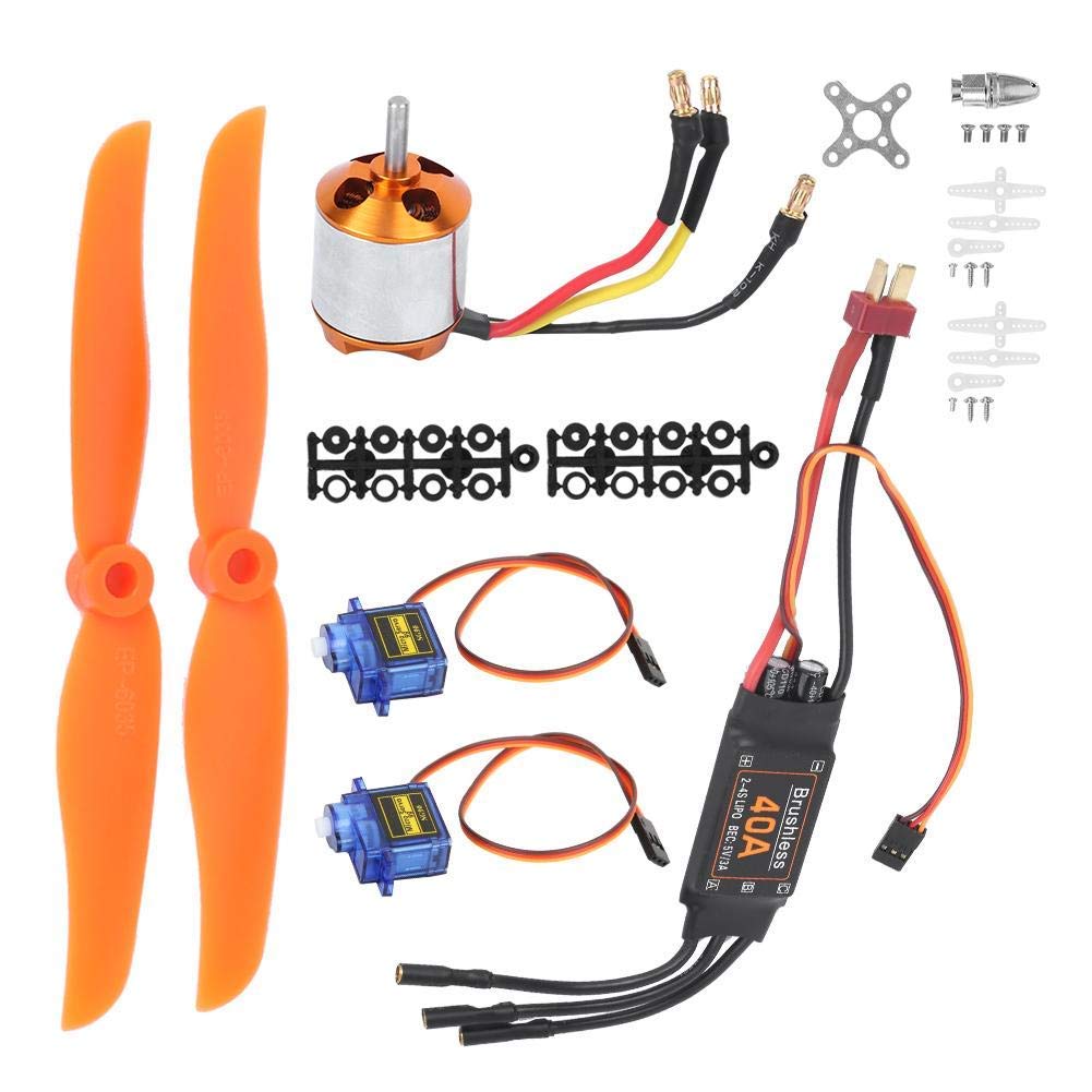 Dilwe Motor sin escobillas RC, 2300KV Motor sin escobillas 40A ESC SG90 9G Micro Servo 6035 Hélice compatible con avión RC (2300KV Motor 40A ESC SG90 9G Servo 6035 Hélice)