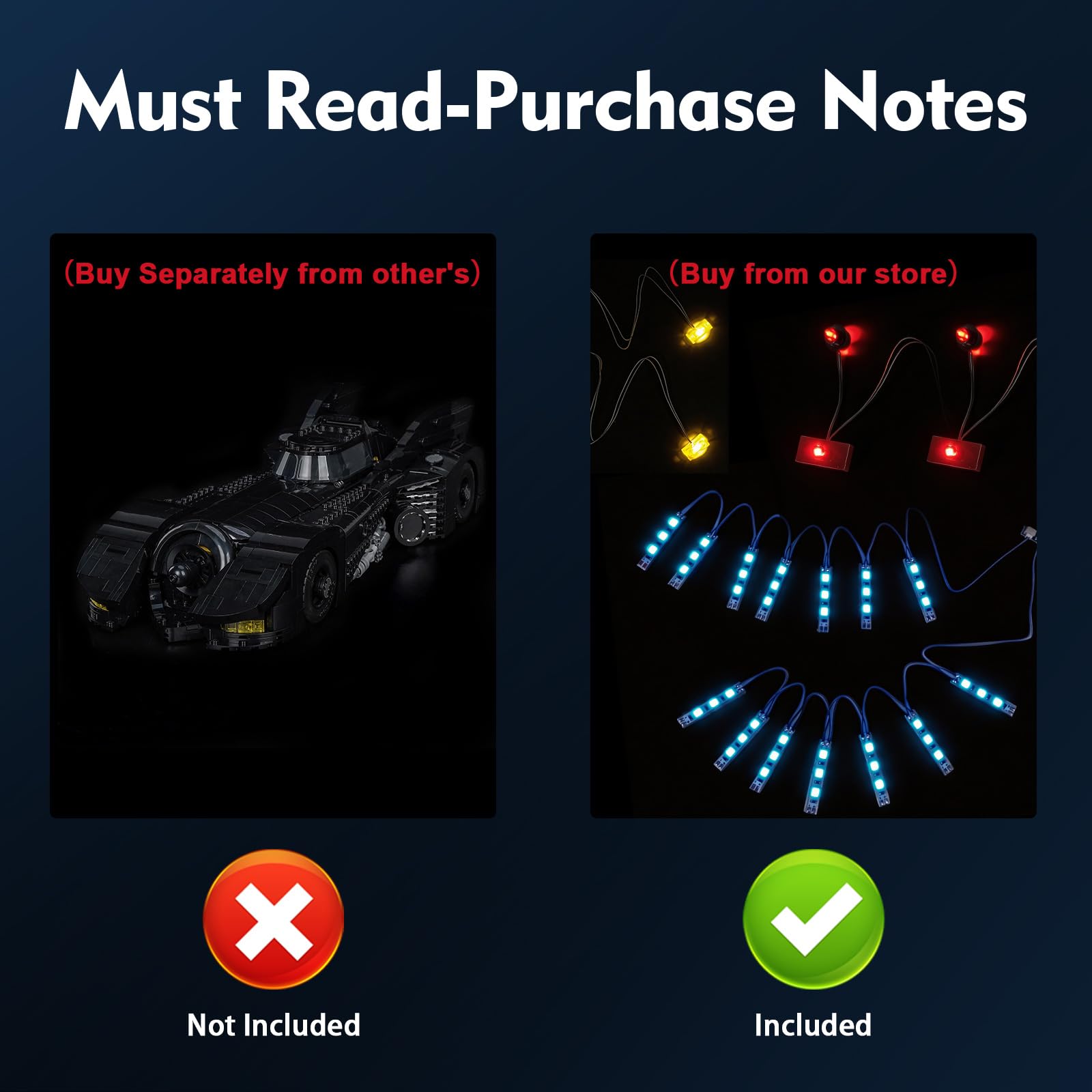 BrickBling Kit di luci con telecomando compatibile con Lego 76355 Batmobile