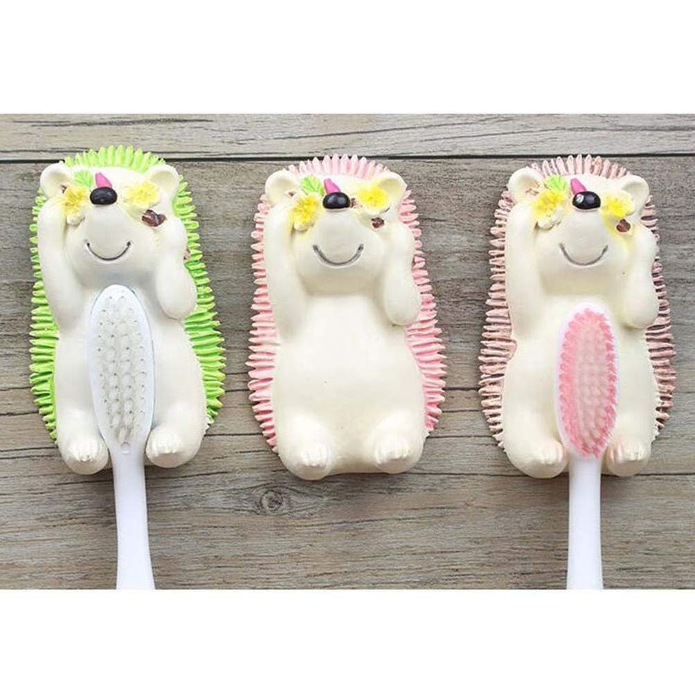 VASDEV 2 Soportes para cepillos de Dientes montados en la Pared Erizo multifunción de Dibujos Animados para cepillos de Dientes, Organizador Colgante, Suministros para baño Familiar (imag