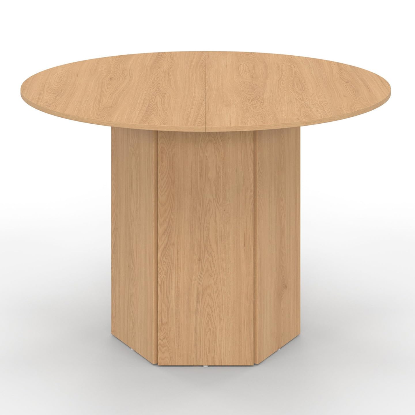 IDMarket – Mesa de comedor redonda Berthe para 6 personas, 110 cm, pie hexagonal