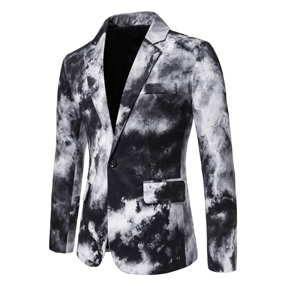 Cloudstyle Mens Suit Jacket Slim Fit Printed One Button Floral Casual Blazer Sports Coat