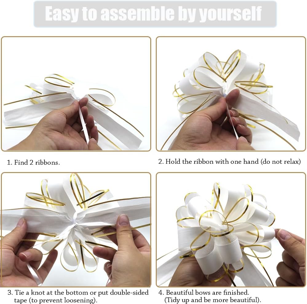 6PCS Pull Bows for Gift Wrapping, Phnom Penh Gift Wrap Pull Bows, White, Floral, Classic, Traditional, Multi-occasion - Image 6