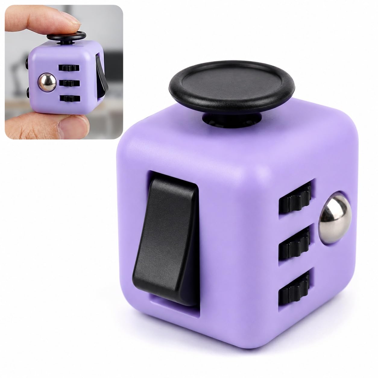 Fidget Cube – 6 Sided Purple Sensory Toy – Portable Desk Gadget
