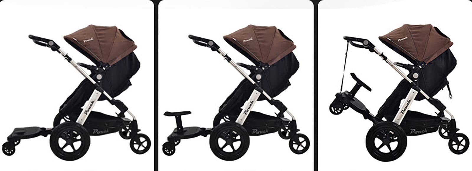 Passeggino universale con sedile, poggiapiedi regolabile per passeggino, con grande superficie, compatibile con quasi ogni passeggino, che può contenere bambini fino a 55 libbre (3-7 anni) (nero)