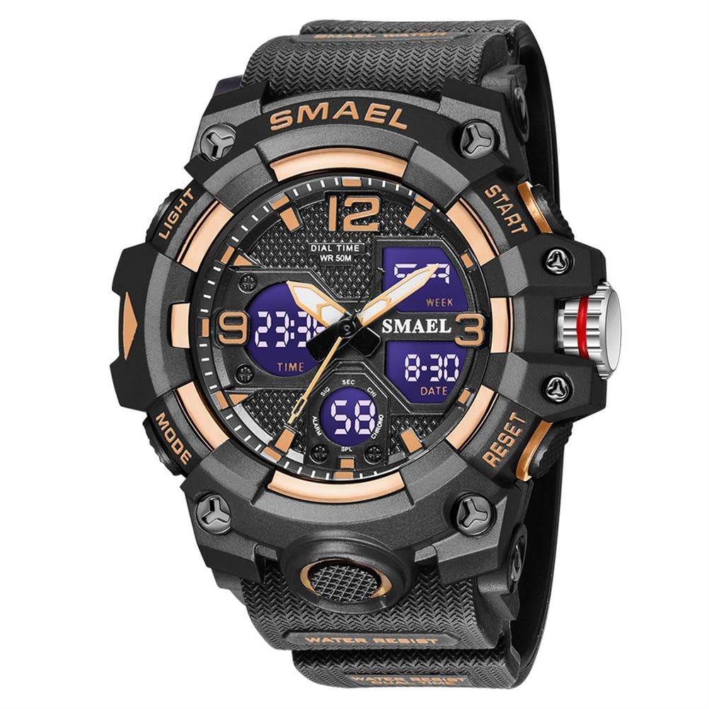 Montre Homme Montre Digital Sport Homme M Ilitaire Étanche,Grand Écran Analogique Digital Montre avec Alarme,LED,Montres Bracelets Multifonctions