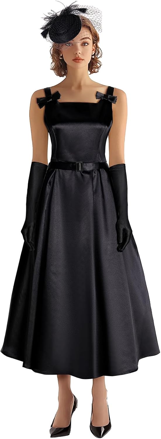 Women's 1950s Audrey Hepburn Style Dress Vintage Swing Cocktail Dresses Tea Party Outfits - Image 3