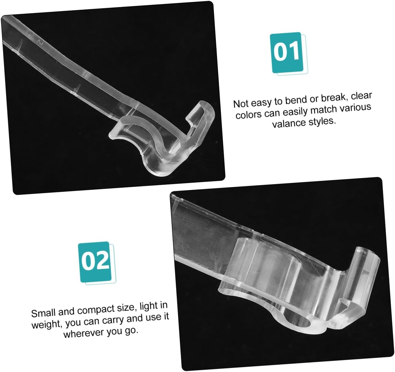 PRETYZOOM 4sets Vertical Valance Clips Transparent Blind Clips for Horizontal Blinds Easy Install No Drilling Required Space Saving Design Reliable and Compact 12pcs*4