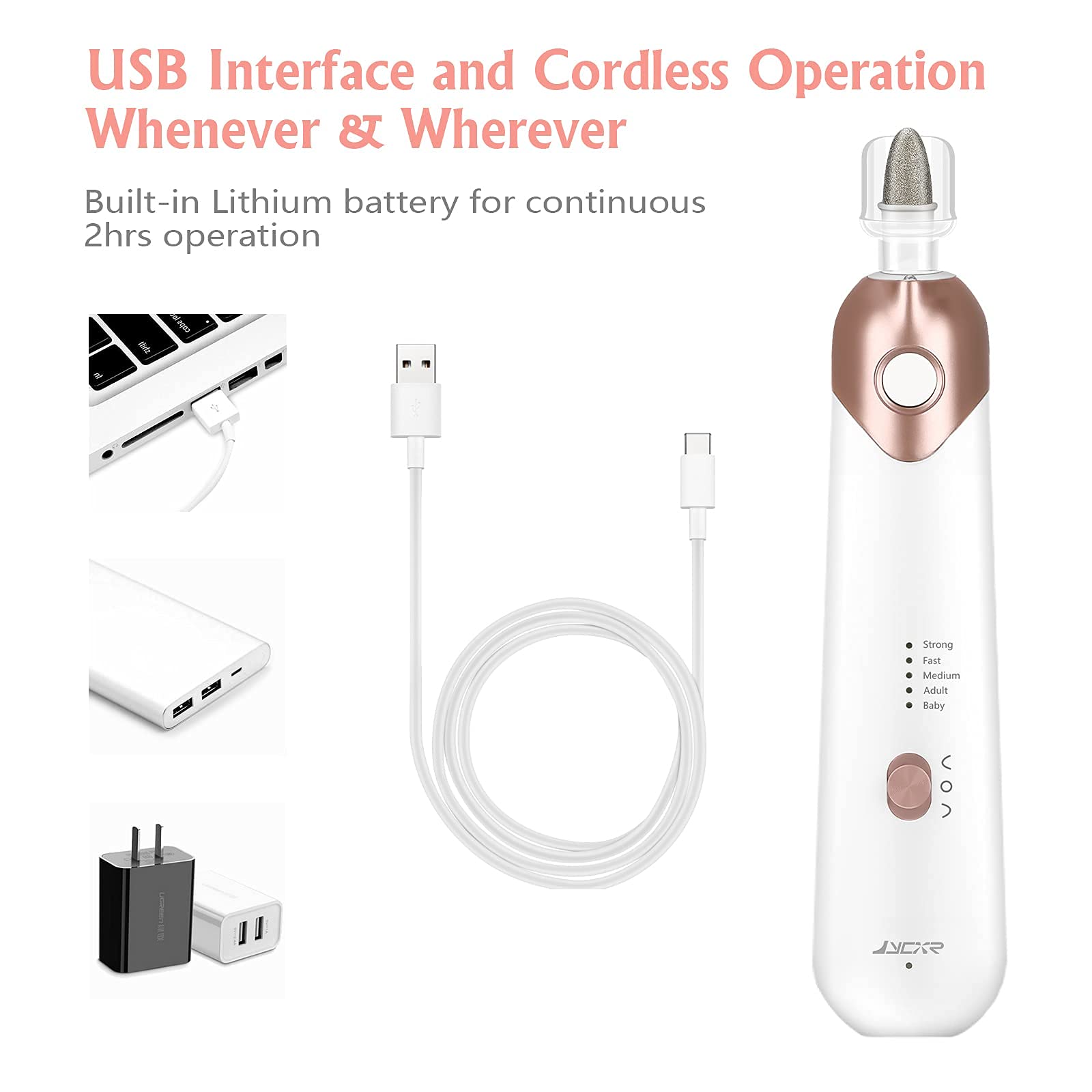 JYCXR Rechargeable Electric Manicure and Pedicure Nail File Set