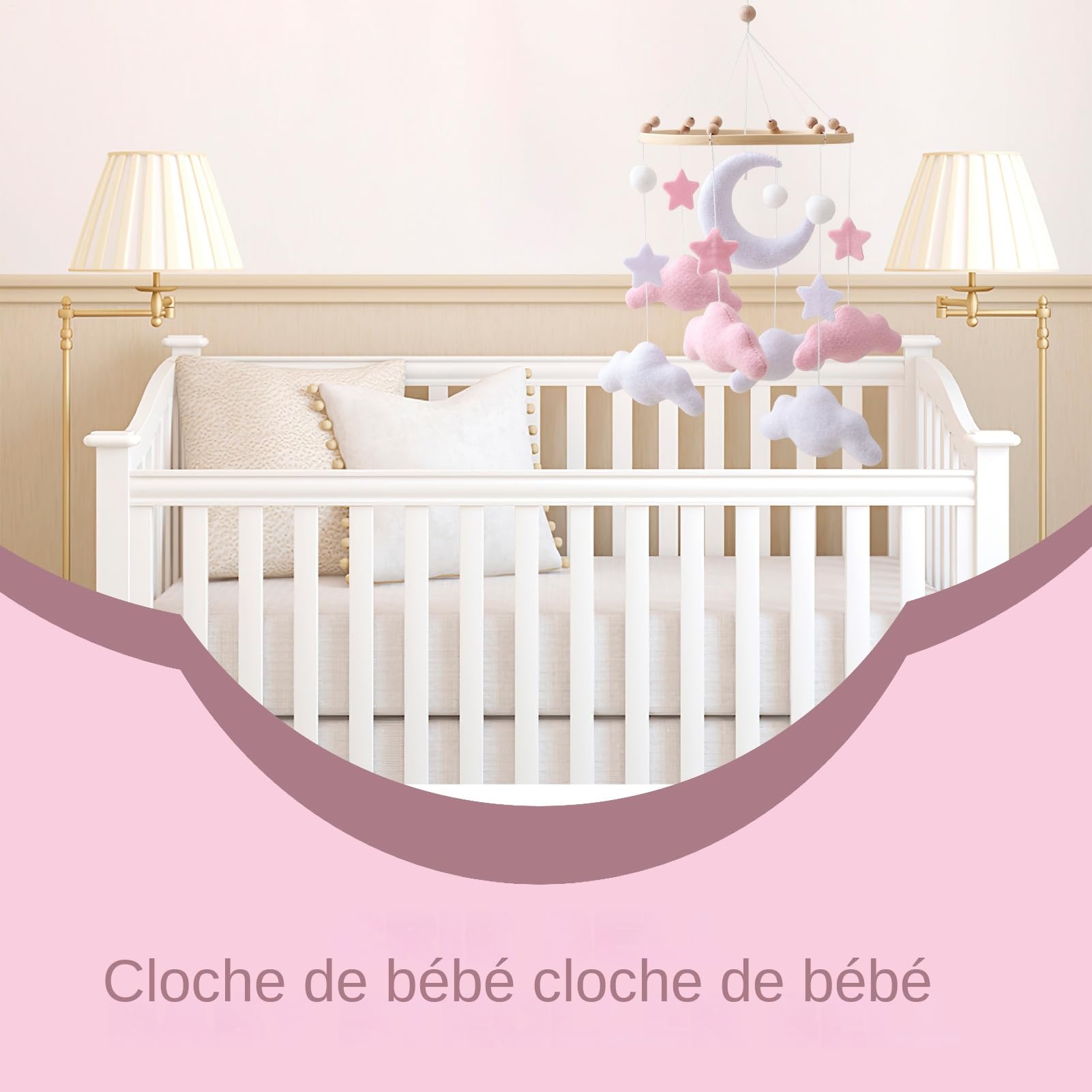 Jouet Mobile pour Lit Bébé,Mobile Nuage Jouet de Lit Bébé | Décorations Apaisantes en Felt pour Chambre Fille Garçon