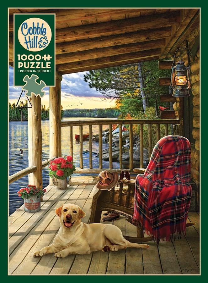 Amazon.com: Cobble Hill 1000 Piece Puzzle - Cabin Porch - Sample