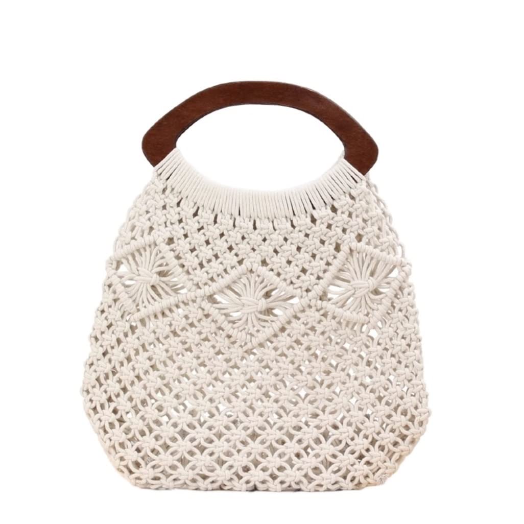 Stroh Handtasche Handgemachte Taschen Frauen Strand Weben Damen Gewickelte Strandtasche Aushöhlen Griff Handtaschen Sommer Strand Tasche (Color : A)