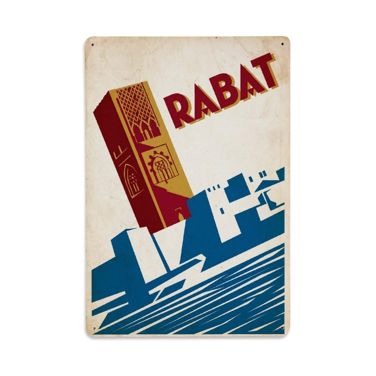 Gead 8X12inch Style Vintage Travel Morocco Rabat Metal Tin Sign