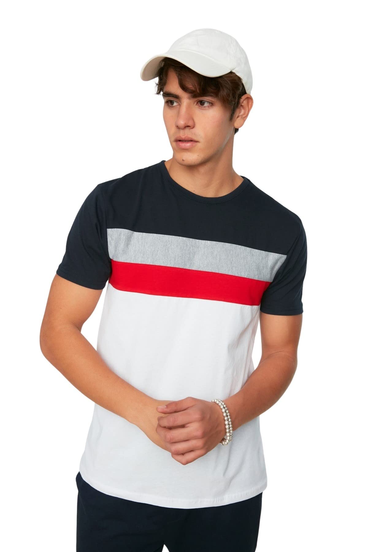 TrendyolMen's Striped Slim Fit T-Shirt