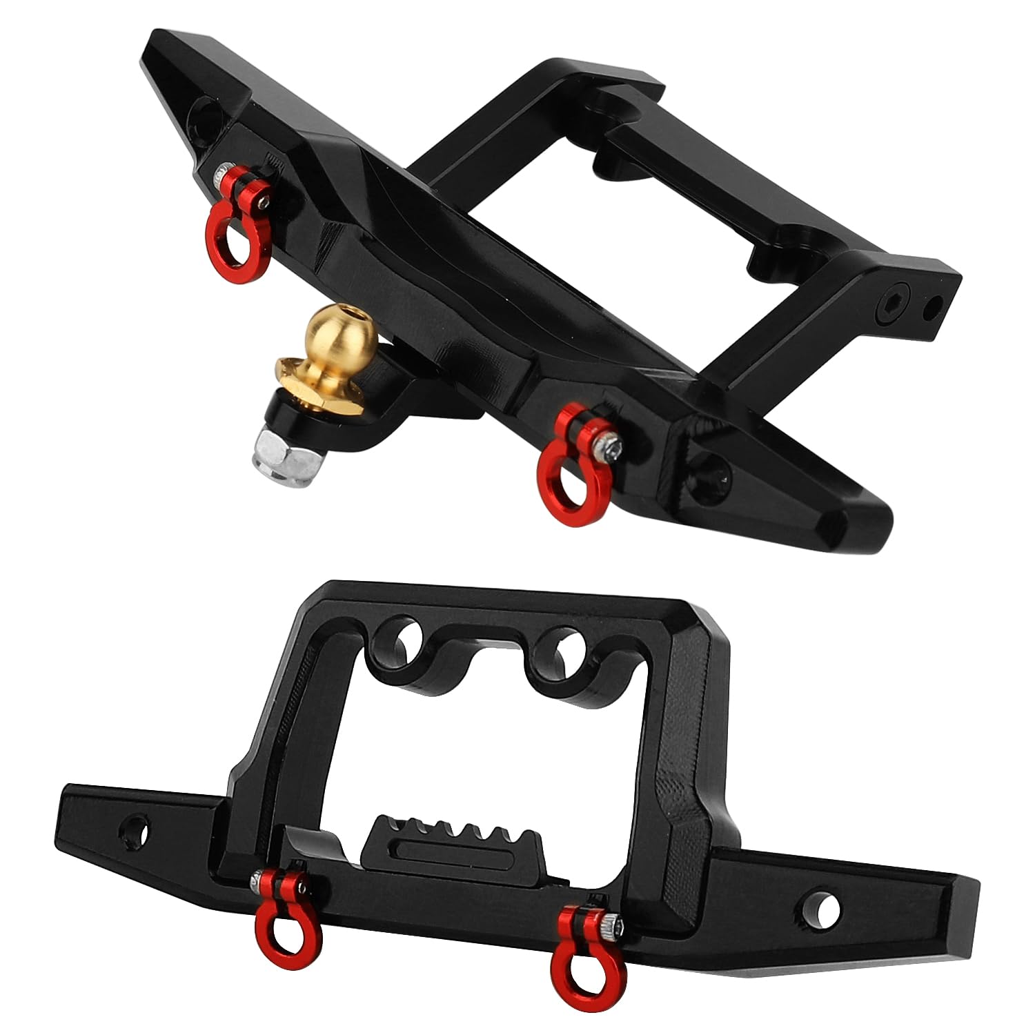 Front & Rear Bumper Aluminum for Traxxas 1/18 TRX4M TRX-4M Defender RC Crawler Car Upgrade Parts (Black)