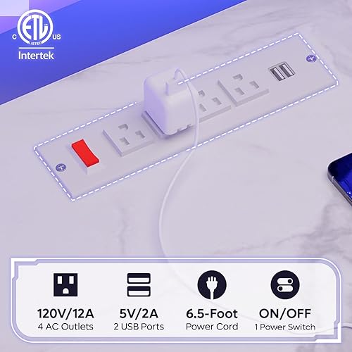 Miniatura 77 de Bestier Escritorio para juegos de 42 pulgadas con luces LED, mesa de juegos para computadora pequeña con estante para monitor, escritorio para Fibra