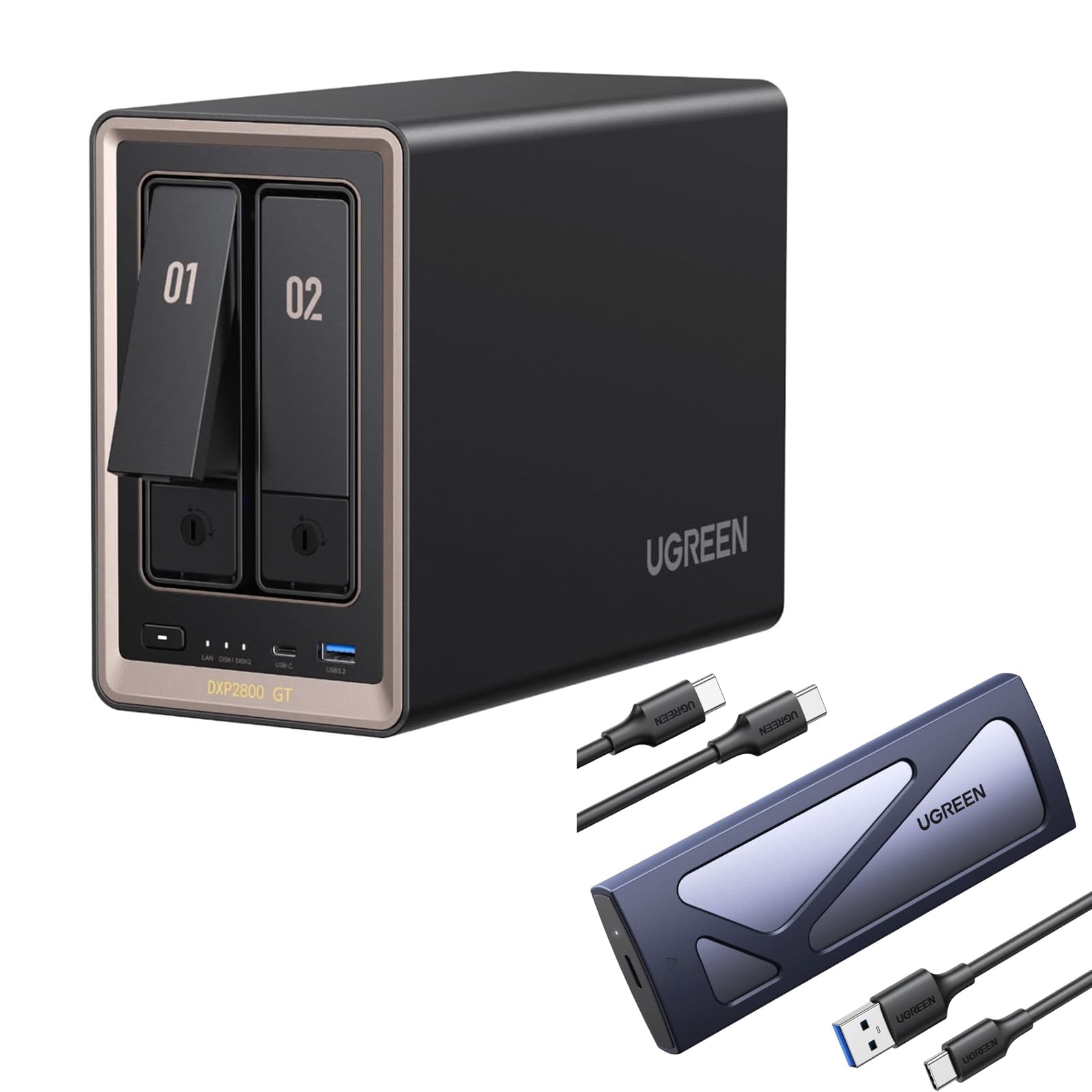 UGREEN NASync DXP2800GT NAS a 2 alloggiamenti con box NVMe