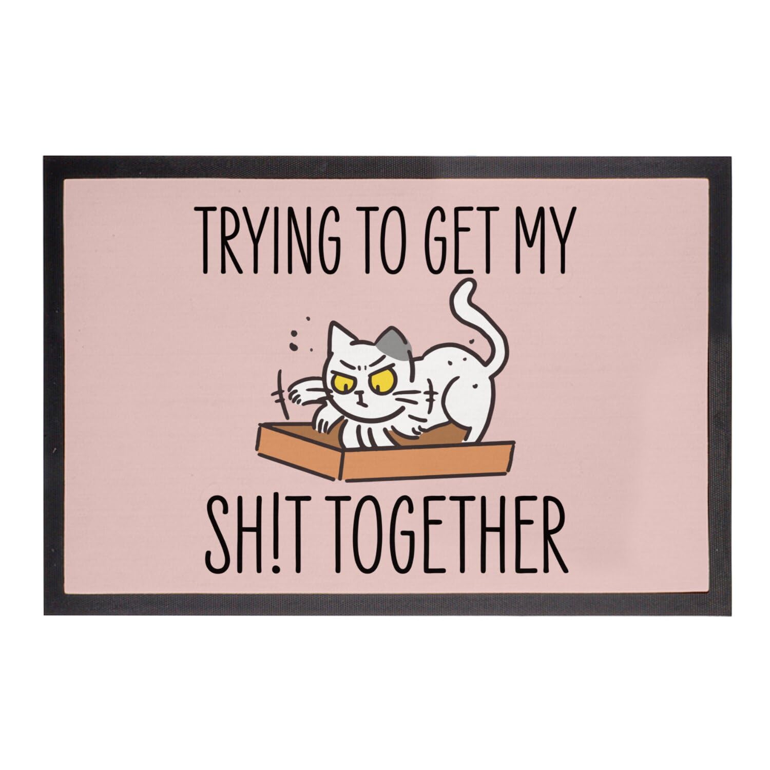 Paillasson rose chat 60x40cm pour garder une entree propre avec humour
