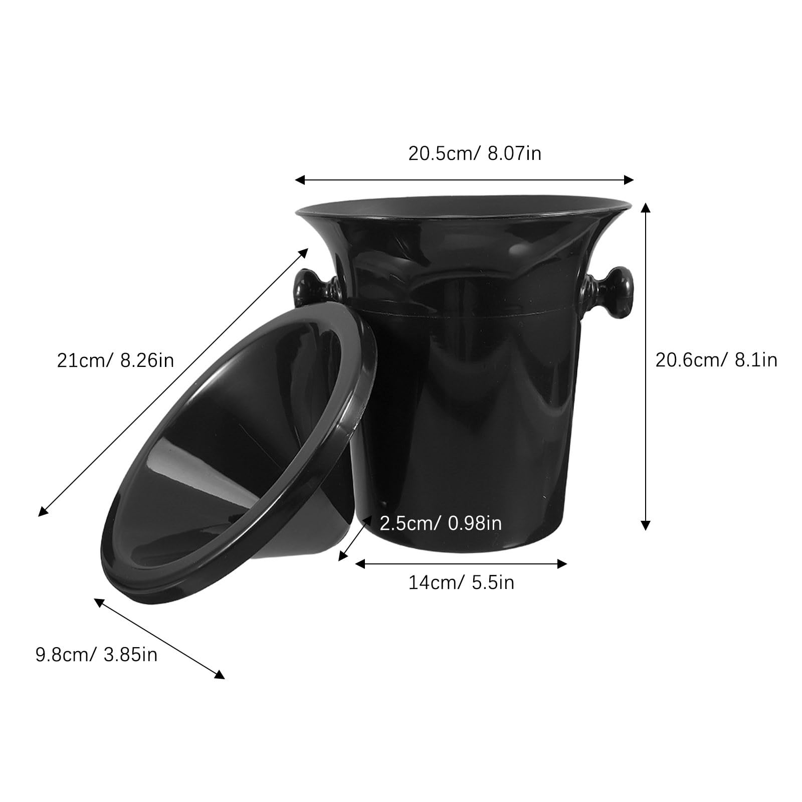 Crachoirs à Vin Style Élégant Lot de 4 Ronds Noirs en Plastique Double Oreilles, Seaux à Glace pour Dégustation de Vin en Cave ou Bar