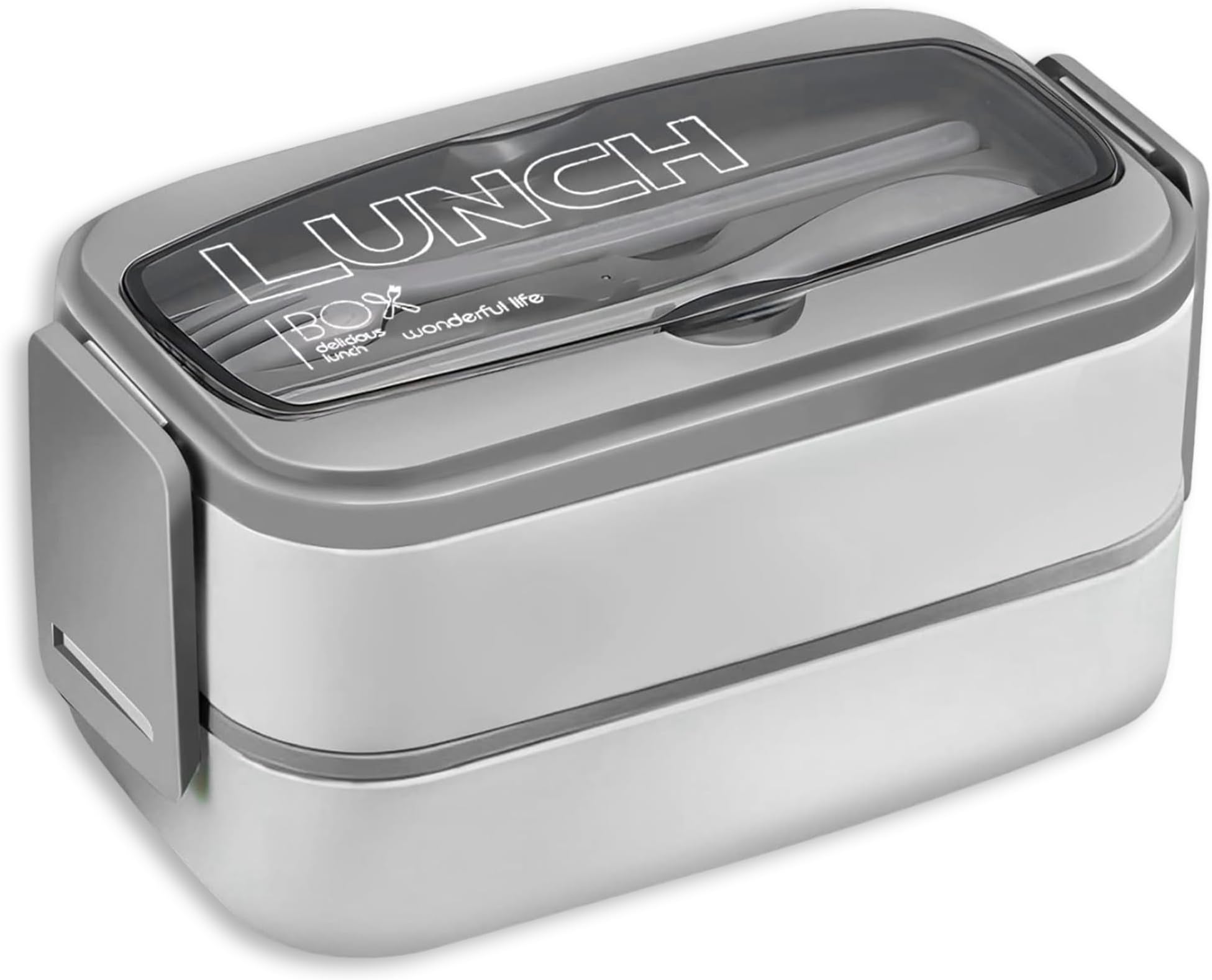 1400ml Lunch Box Set with 2 Compartments - 2 Layer Bento Lunch Box with Cutlery & Leak-Proof Premium Design, Microwave and Dishwasher Safe - Ideal for Students Kids and Adults