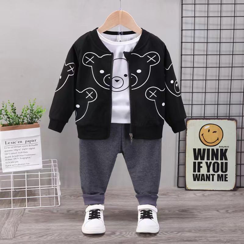 Image of Bold N Elegant Kids 3 Piece Jacket T Shirt Jogger Set for Boys Girls