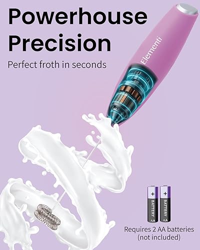 Miniatura 3 de Elementi Espumador de leche de mano doble batidor - Espumador de café, agitador eléctrico, batidor de matcha y mezclador de bebidas de mano -