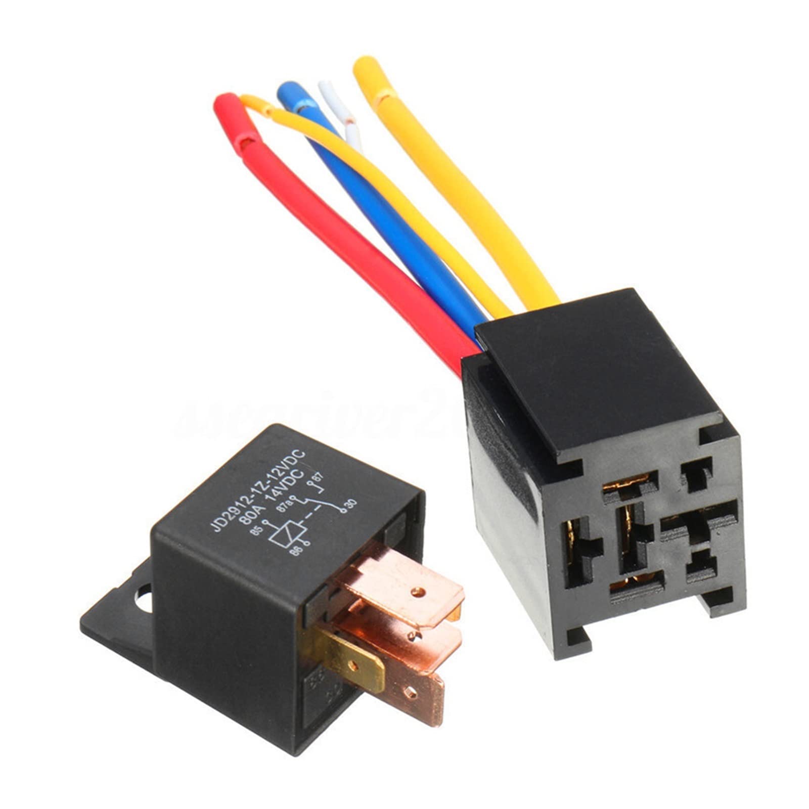 Relais automobile 24VDC 5 broches JD2912 avec prise et fil 80A