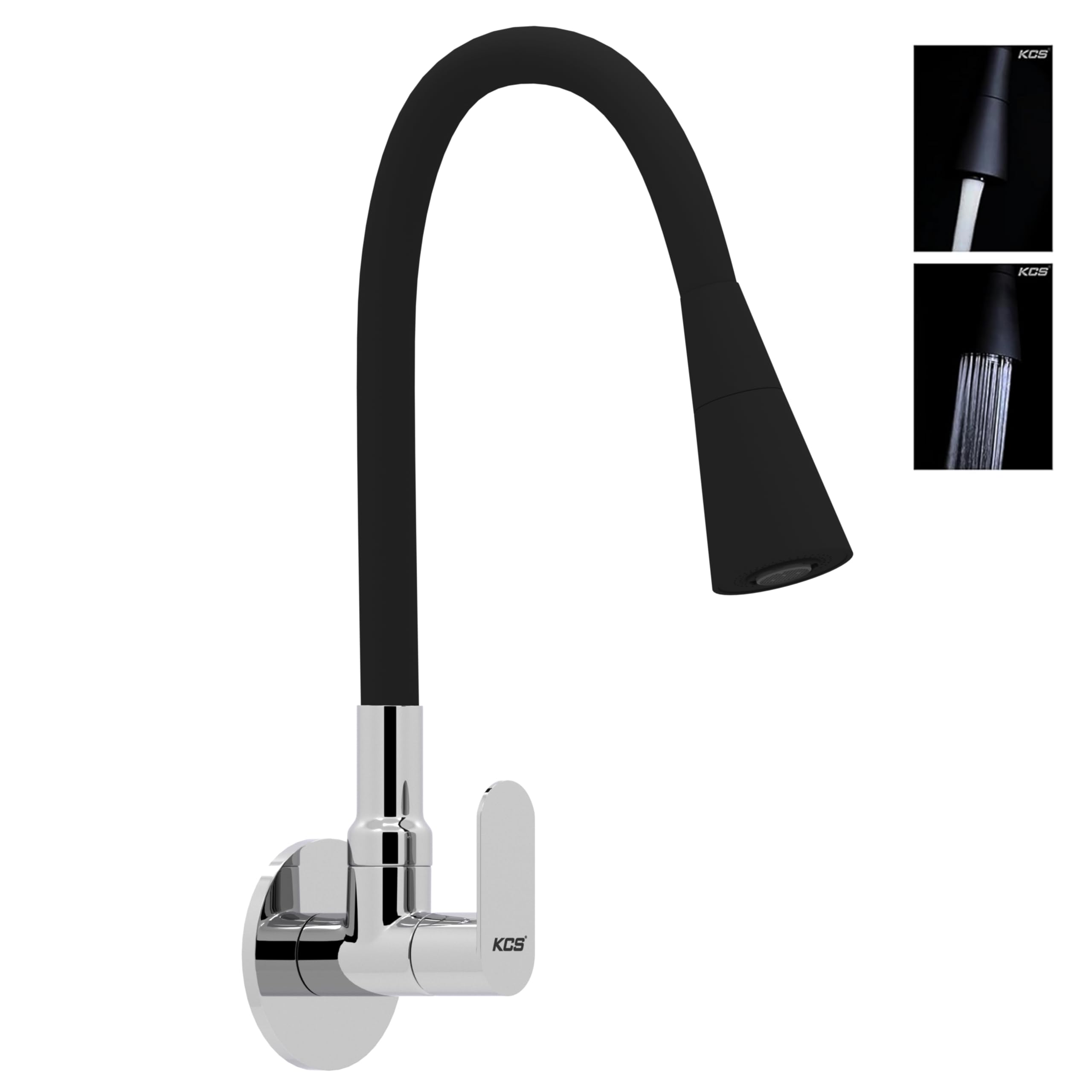 KCS® - Brass Kitchen Sink Faucet with Flexible Swivel Spout, Foam Flow & Shower Flow, Chrome & Matt Black Finish (Chrome, OPAL-BSCD-011) (B0D6L2HGHZ) Amazon Price History, Amazon Price Tracker