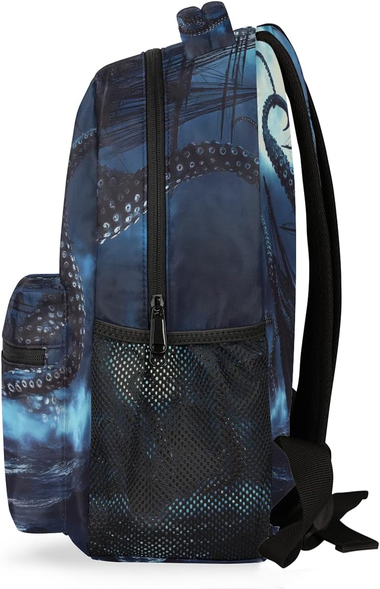 AUUXVA Kids Backpack School Shoulder Bag Large Waterproof Durable Bookbag Laptop Daypack for Students Teens Girls Boys Elementary (Pirate Ship)